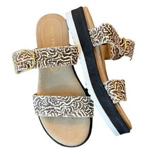Very Volatile Amy Jane Calf Hair Leather Slides Platform Sandals Sz 8